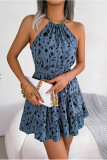 Leopard Print Halter Tiered Dress