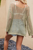 Plain Hollow Out Knit Kimono