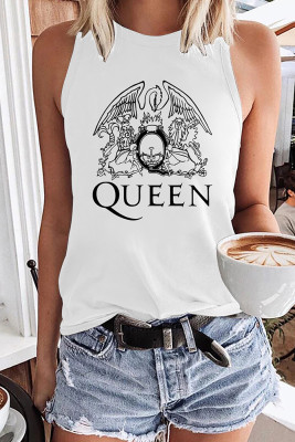 Queen Print Sleeveless Graphic Tank Top