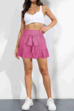 High Waist Tie Knot Ruffle Wide Leg Shorts