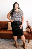 Plus Size Leopard Print Short Sleeves Shirt