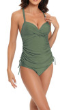 Leopard Wrapped Smocked 2PCS Swim Set