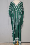 V Neck Printed Side Split Kimono Dress