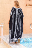 V Neck Printed Side Split Kimono Dress