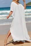Plain V Neck Side Split Cover Up Beach Dress