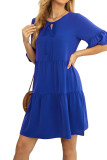 Flare Sleeves Plain Splicing Mini Dress