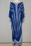 V Neck Printed Side Split Kimono Dress