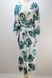 White Tropical Print Open Kimono