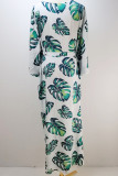 White Tropical Print Open Kimono
