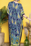 V Neck Ethnic Print Kimono Cover Up Dress