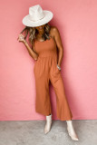 Orange Adjustable Spaghetti Straps Wide Leg Jumpsuit