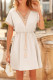 Plain V Neck Elastic Waist Mini Dress
