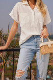 Plain Short Sleeves Shirt with Pockets