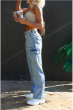 Washed Pockets Denim Pants