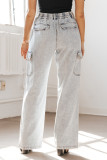 Washed Pockets Denim Pants