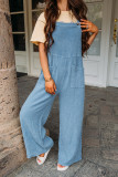 Plain Texture Wide Leg Cami Jumpsuit
