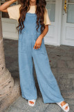 Plain Texture Wide Leg Cami Jumpsuit