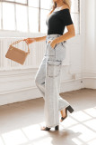 Washed Pockets Denim Pants