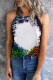 Black Leopard Bleached Print Round Neck Tank Top