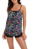Floral Front Tie Cami Tankini Set