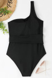 One Shoulder Waist Tie One Piece Swimsuit