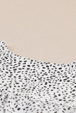 Leopard Floral Embroidery Square Neck Flutter Sleeve Blouse