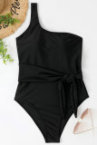 One Shoulder Waist Tie One Piece Swimsuit