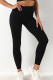 Black Solid Ribbed High Waist Tummy Control Leggings