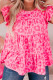 Plus Size Leopard Print Flutter Sleeve Babydoll Blouse