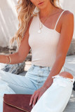 Plain Waffle Knit One Shoulder Tank Top