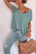 Plain Vintage V Neck Stitching Top