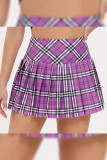 Checked Plaid Print Pleated Skort