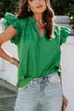 Flutter Sleeves V Neck Plain Top