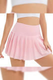 Plain Wide Waistband Pleated Skort With Inner Pocket
