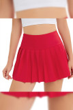 Plain Wide Waistband Pleated Skort With Inner Pocket