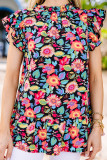 Multicolor Ruffle Splicing Floral Dress