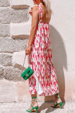 Pink Tie Dye Halter Neck Sleeveless Dress