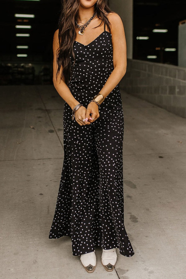 Polka Dot Spaghetti Wide Leg Jumpsuit