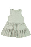 Green Ribbed Knit Sleeveless Tiered Ruffle Flowy Tank Top