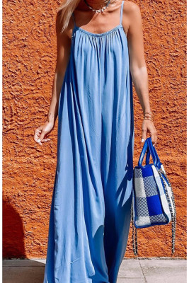 Spaghetti Plain Wide Leg Jumpsuit