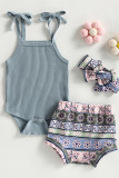 Ribbed Knitting Romper and Bottom Baby 3pcs Set