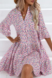 V Neck Printed Babydoll Dress