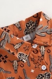 Western Style Cactus Print Button Up Shirt Romper