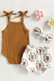 Ribbed Knitting Romper and Bottom Baby 3pcs Set