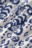 V Neck Printed Babydoll Dress