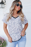 Leopard Contrast Trim Animal Print T-shirt