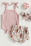 Ribbed Knitting Romper and Bottom Baby 3pcs Set