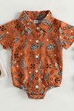 Western Style Cactus Print Button Up Shirt Romper