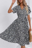 Wrap V Neck Tulip Sleeves Maxi Floral Dress