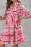 V Neck Printed Babydoll Dress